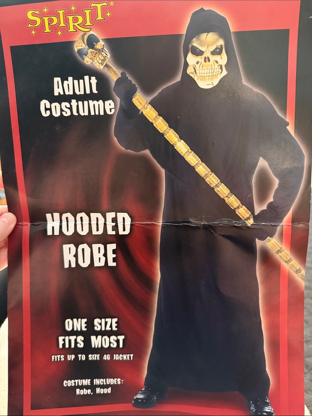Spirit Halloween Unisex Grim Reaper Black Hooded Robe Costume